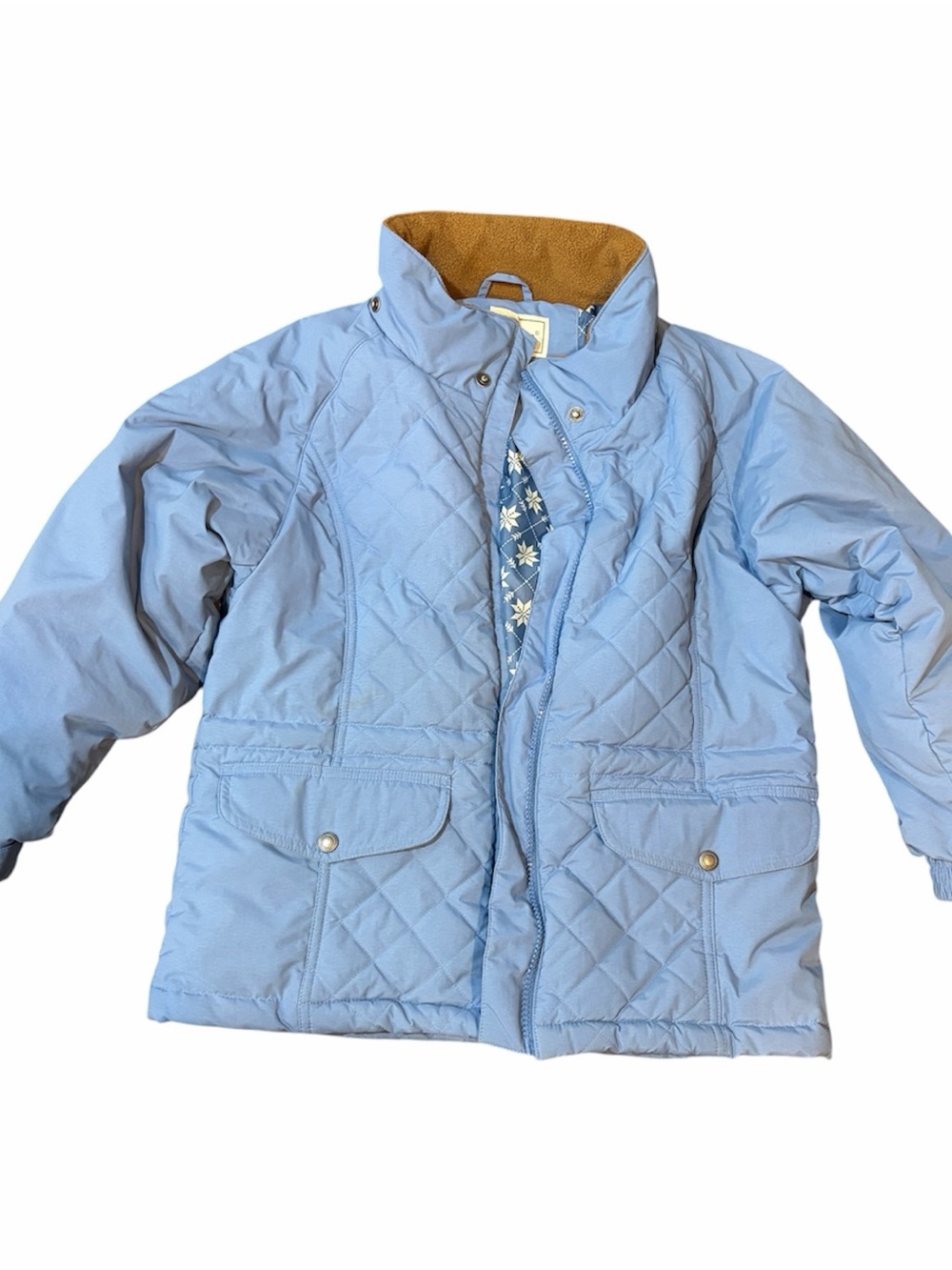LL Bean Vintage Girl’s M 8 80s 90s Insulated Snowflake Puffer Coat Jacket Blue